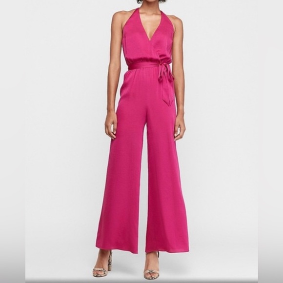Express Pants - NWT Magenta Sleeveless Deep V Neck Jumpsuit | Size XS
